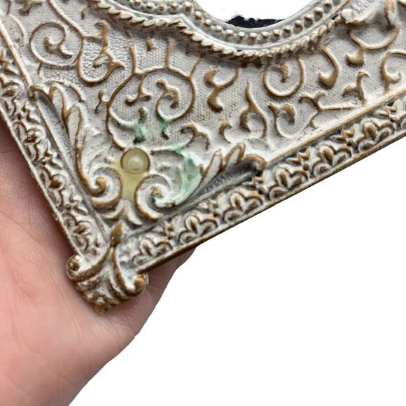 Hudson Hill 4X4 Picture Frame Metal White Gold Enamel Finish Pearls Square Photo - Picture 8 of 8